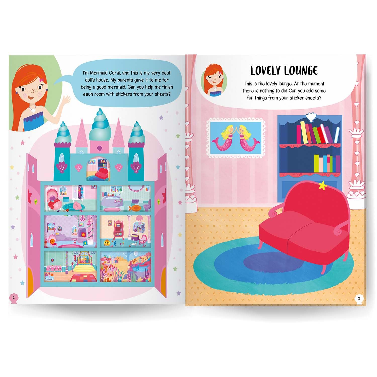 Underwater castle sticker page from Mermaid Doll’s House