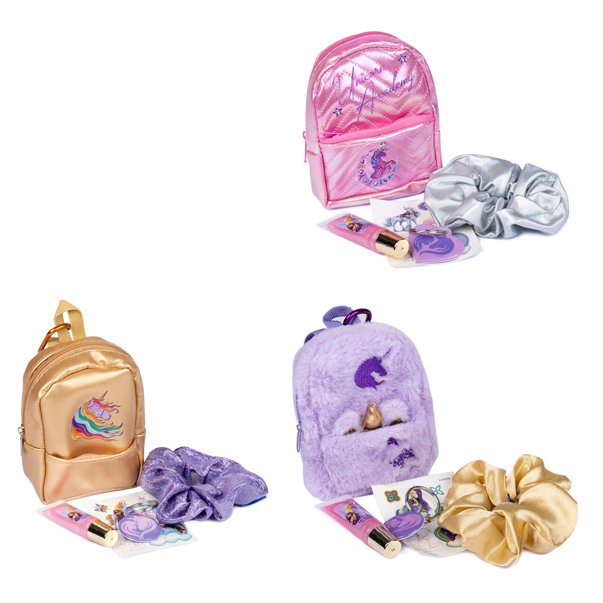 Unicorn Academy Mini Beauty Backpack with scrunchie and stickers