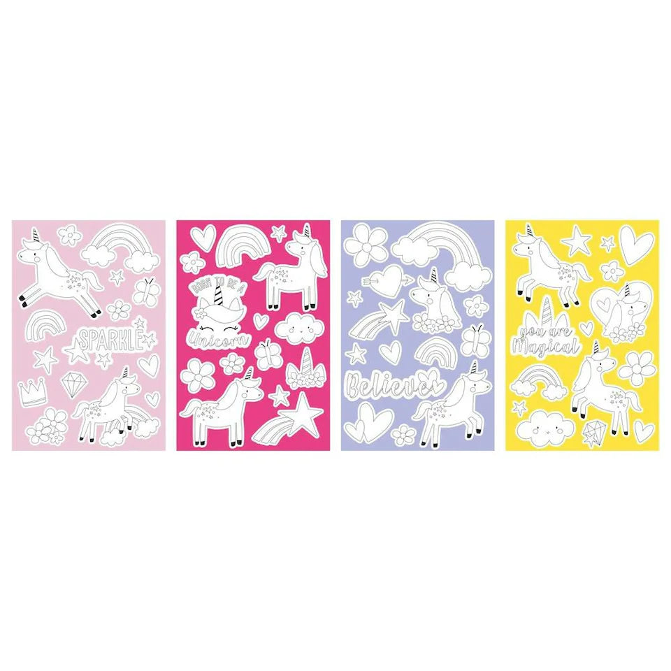 Unicorn Colour Your Own Stickers, Unicorn & Rainbow Designs, 3+