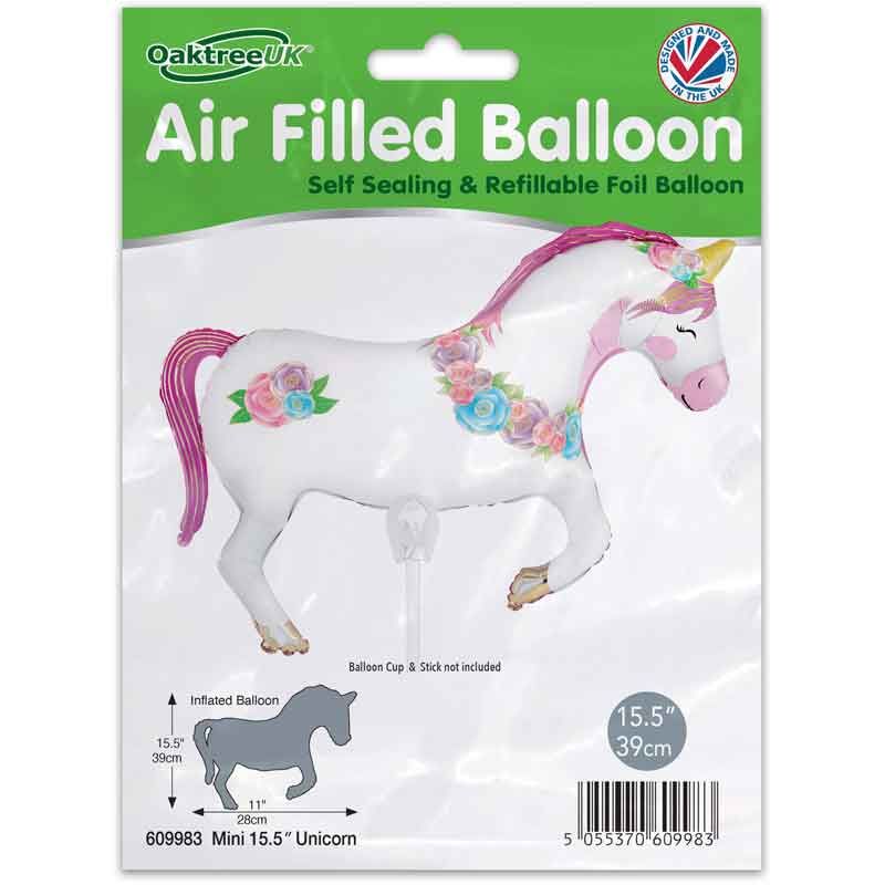 Unicorn Mini Air Fill Foil Balloon Close-Up Design