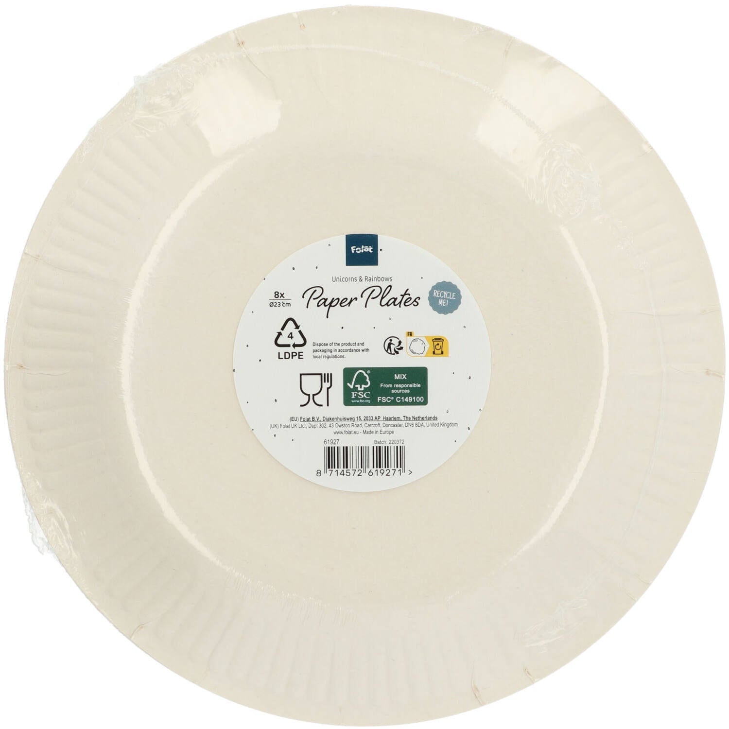 Unicorns & Rainbows Paper Plates - 23cm (Pack of 8) - Anilas UK