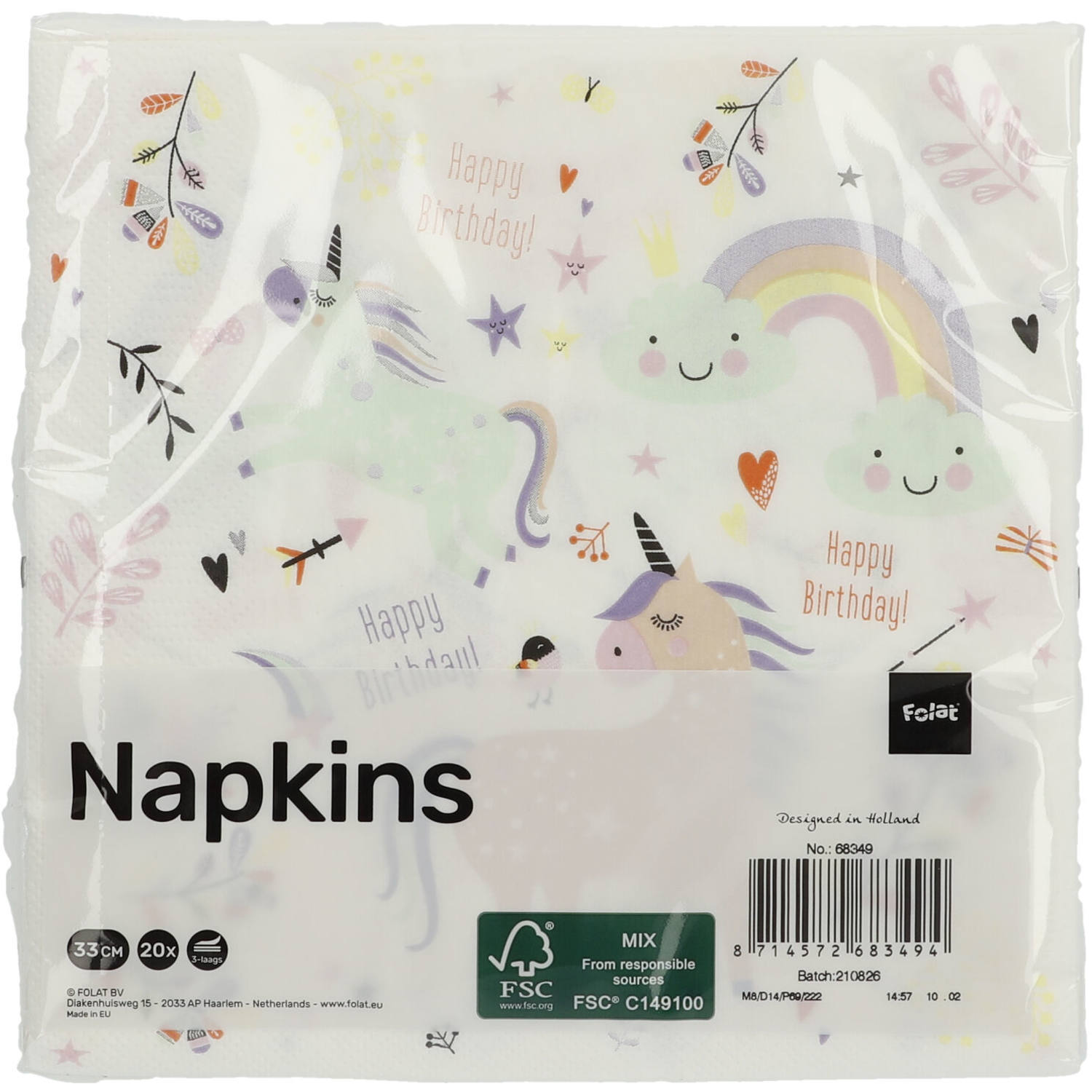 Unicorns & Rainbows Napkins (Pack of 20) - Anilas UK