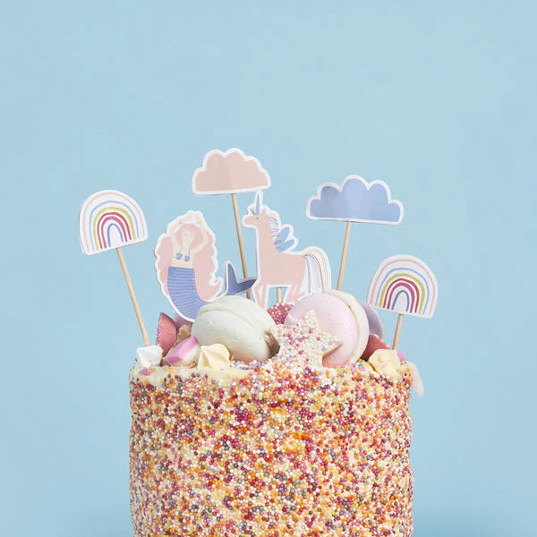 Rainbow & Unicorn Birthday Cake Decoration Topper Set - Anilas UK