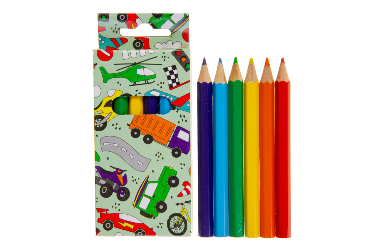 Vehicle-Themed Colouring Pencils, 11 x 4.7 cm, Wooden in Printed Box for Kids