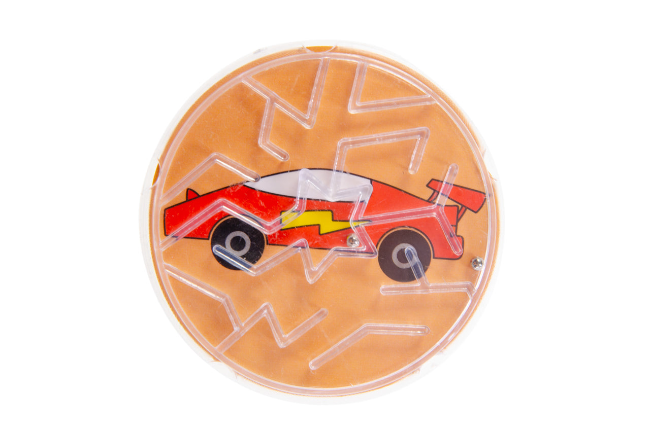 Close-up of vehicle maze challenge from Mini Maze Puzzle