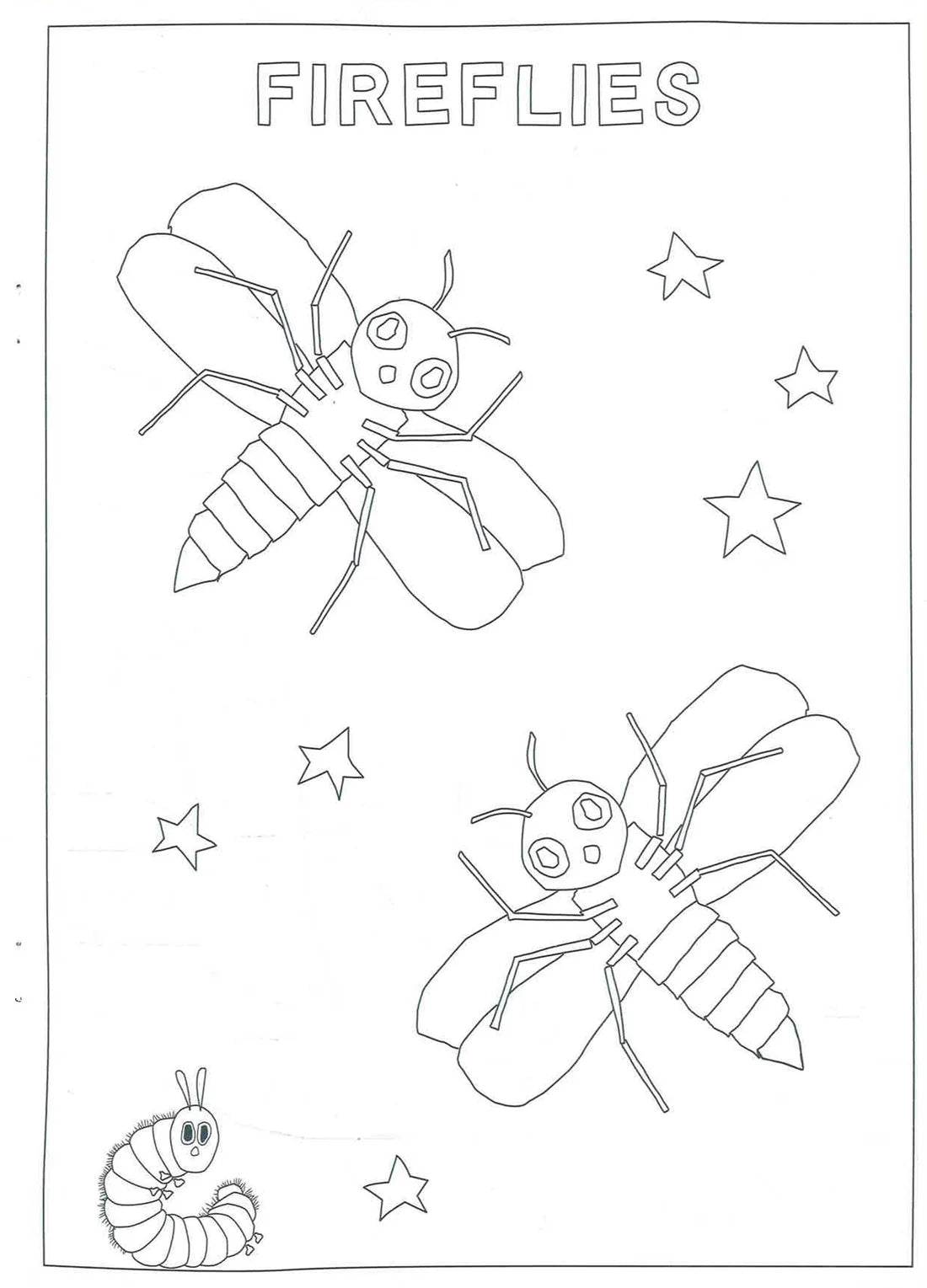 Interior spread of The Very Hungry Caterpillar Bugs Colouring Book revealing buggy scenes with big outlines ready for children's creative strokes