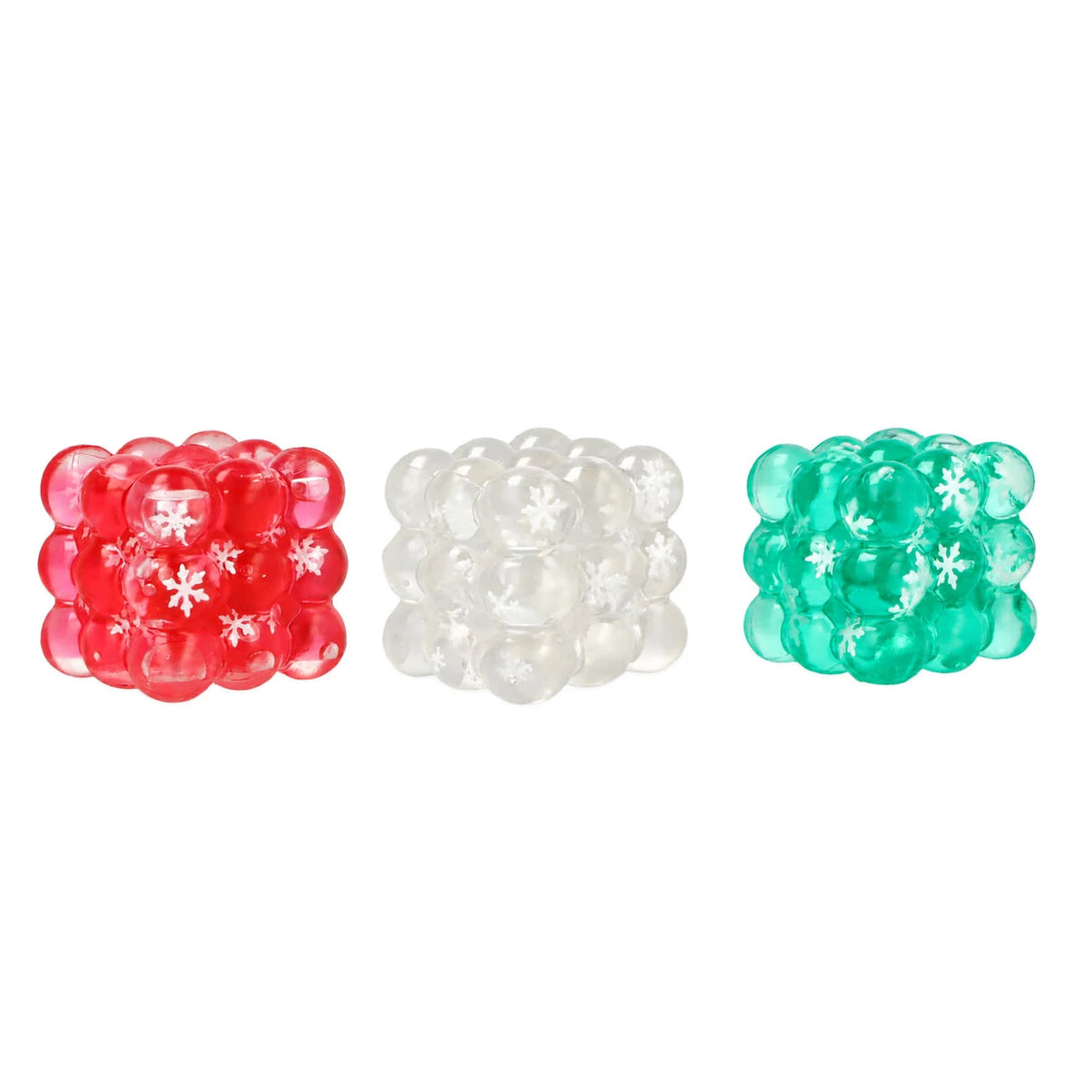 Christmas Squeeze Bauble Cube Squishy with Snowflakes (5cm)