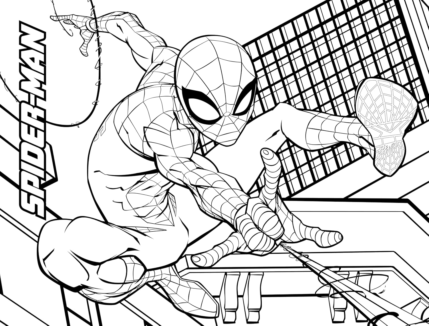 Web-slinging maze scene from Spider-Man Mega Pad