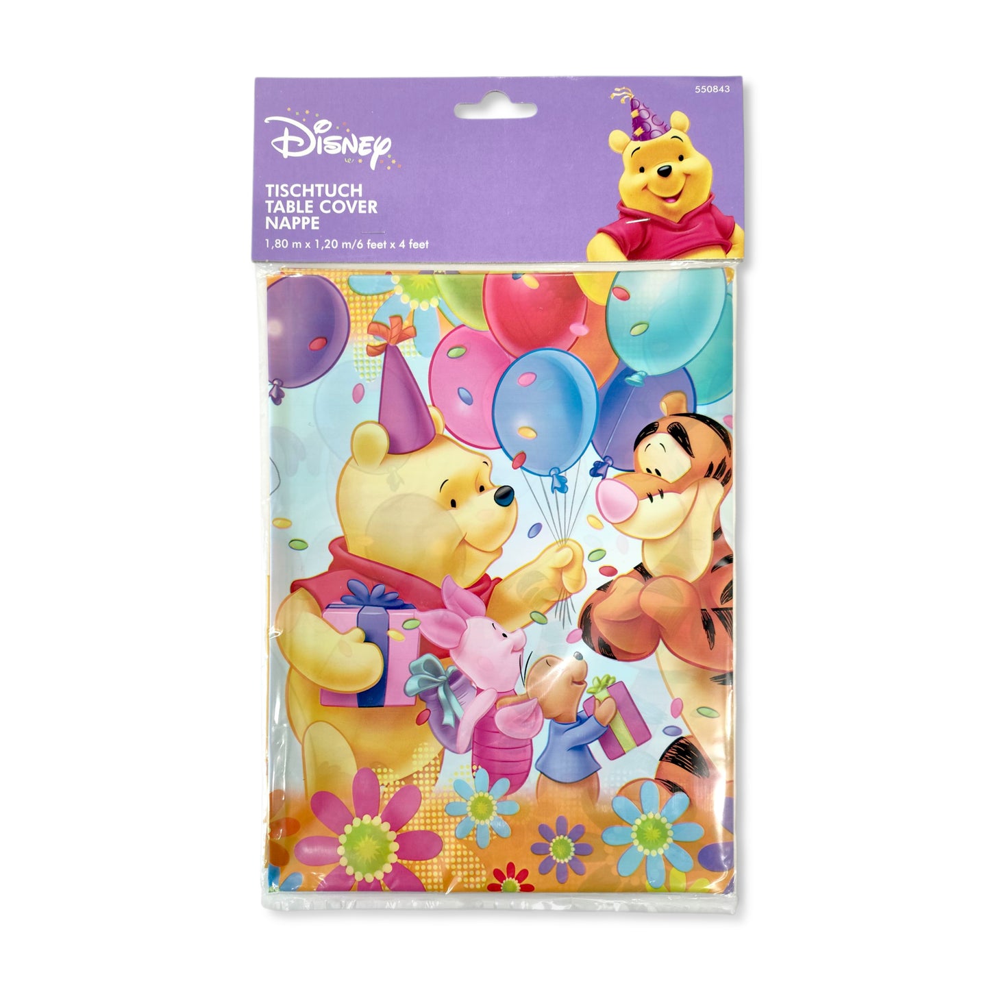Winnie The Pooh Plastic Table Cover 180x120cm with main characters Pooh, Piglet and Tigger