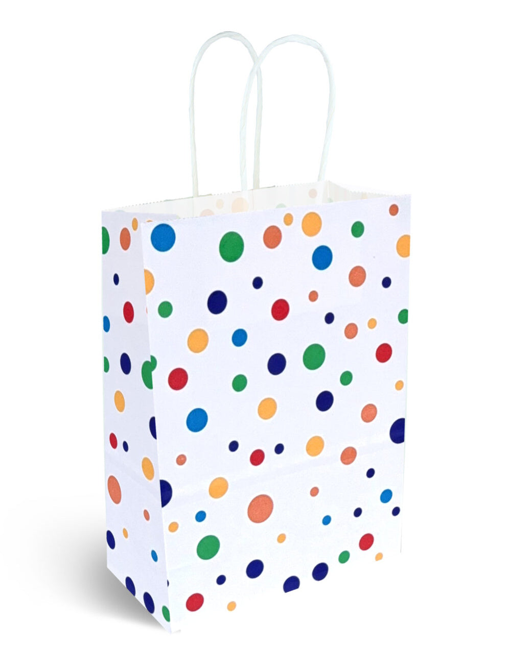 Colourful Paper Party Bag with Coloured Handles - Dots