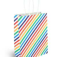 Colourful Paper Party Bag with Coloured Handles - Stripes 1