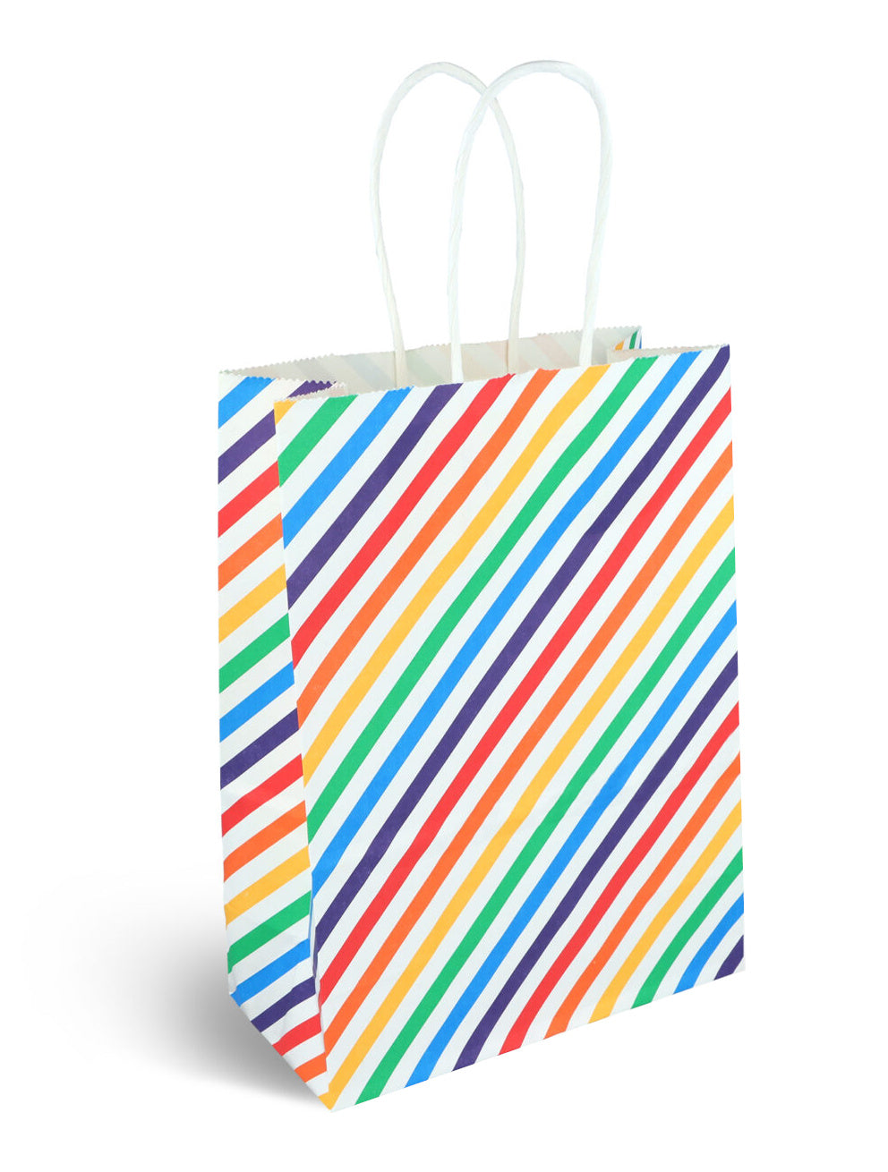 Colourful Paper Party Bag with Coloured Handles - Stripes 1