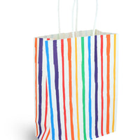 Colourful Paper Party Bag with Coloured Handles - Stripes 2