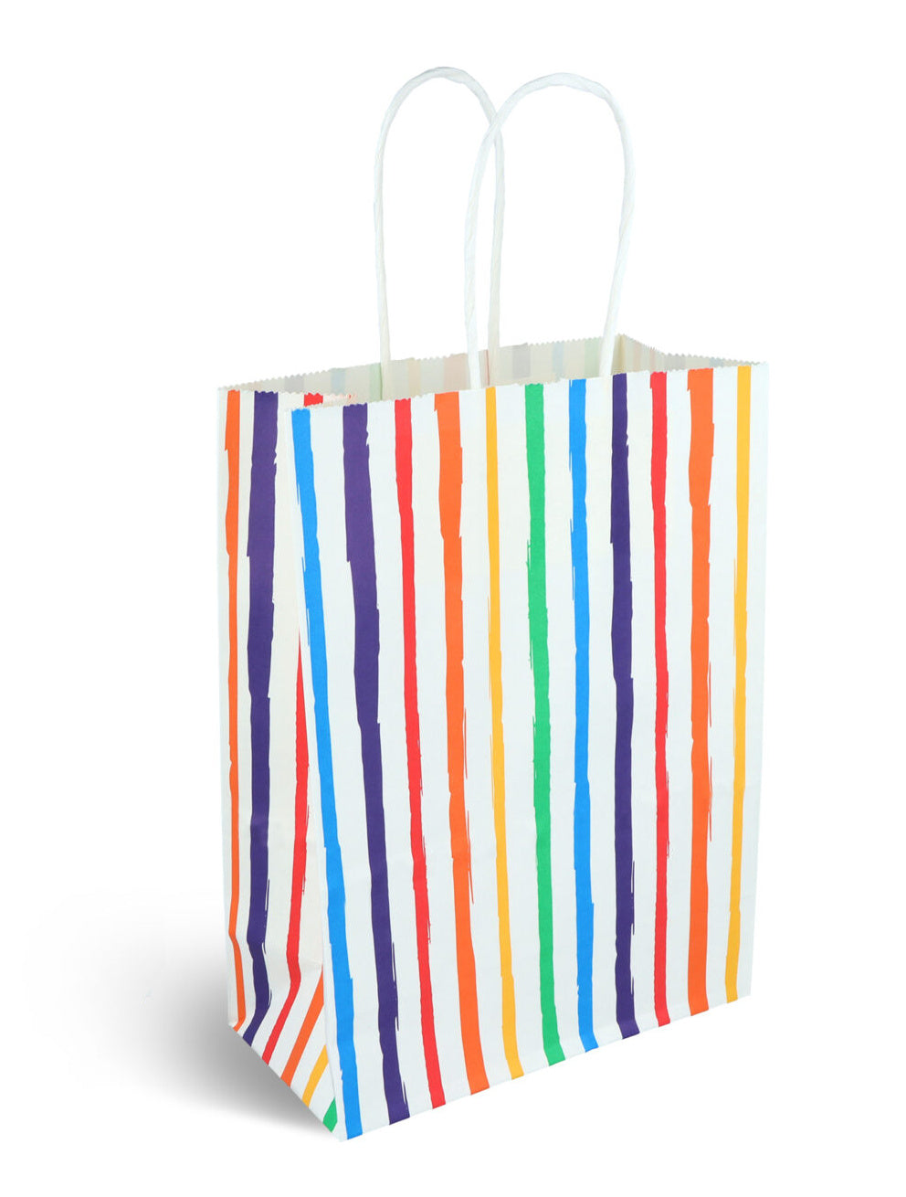 Colourful Paper Party Bag with Coloured Handles - Stripes 2