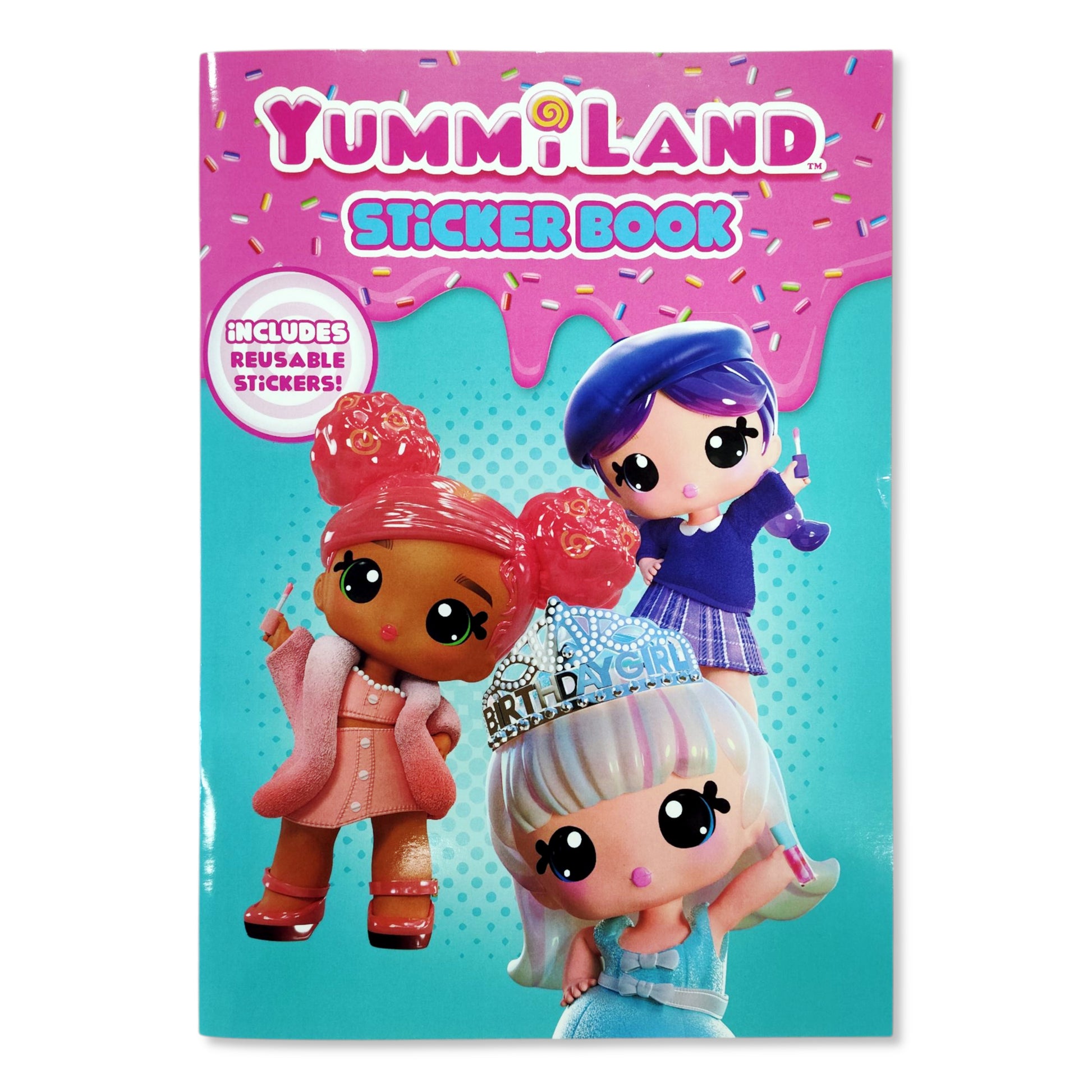 Yummiland Sticker Book colourful shiny cover for colouring and stickers