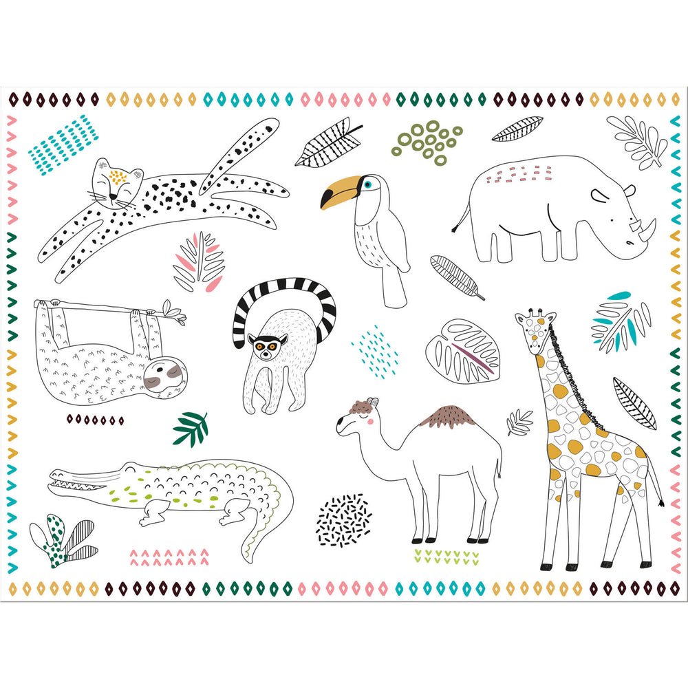 Zoo Party Colouring Placemats 6 Pack for kids’ safari-themed parties