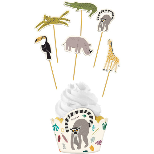 Zoo Party Cupcake Decoration Set 6 Sets for kids’ safari-themed parties