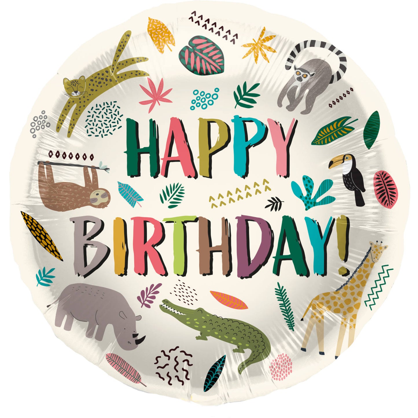 Zoo Party Foil Balloon, 45 cm, Multicolour for Kids’ Zoo-Themed Parties