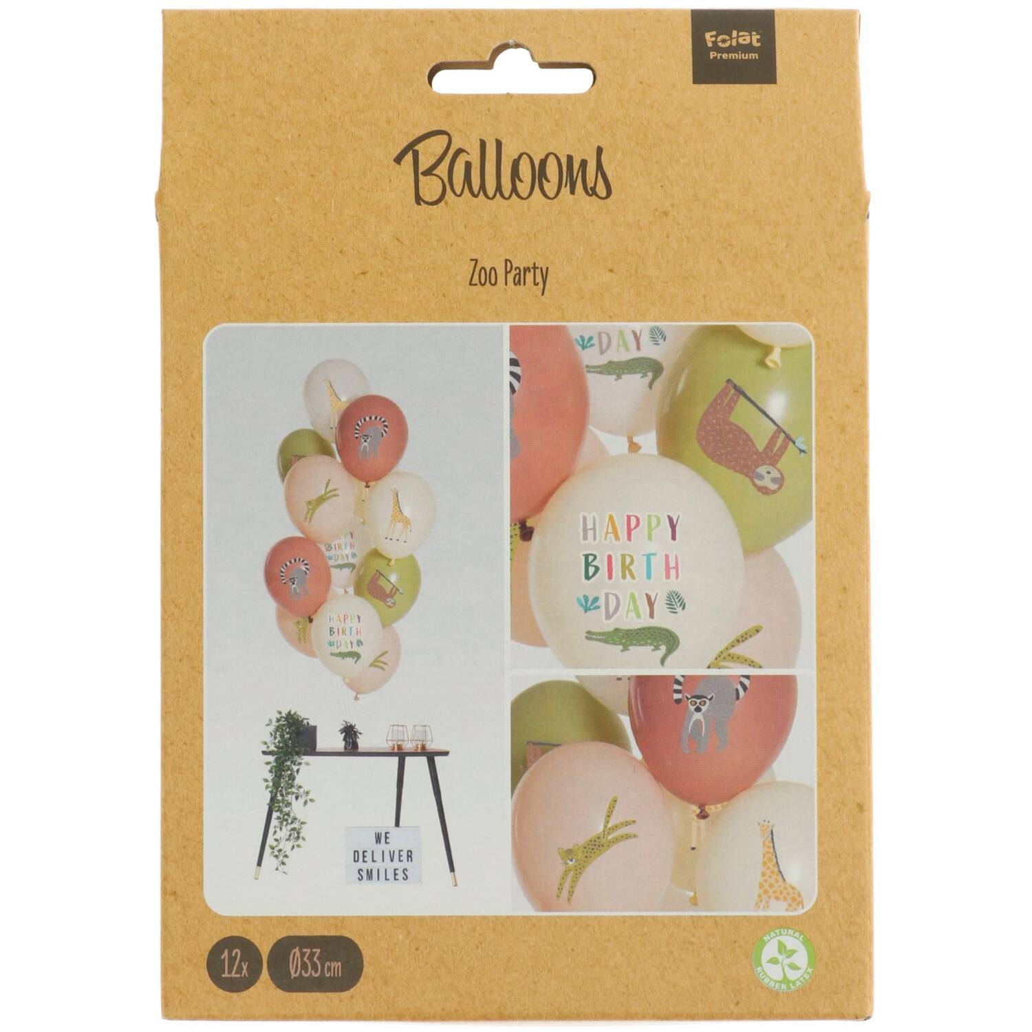 Zoo Party Latex Balloons 33 cm 12 Pack for kids’ safari-themed parties