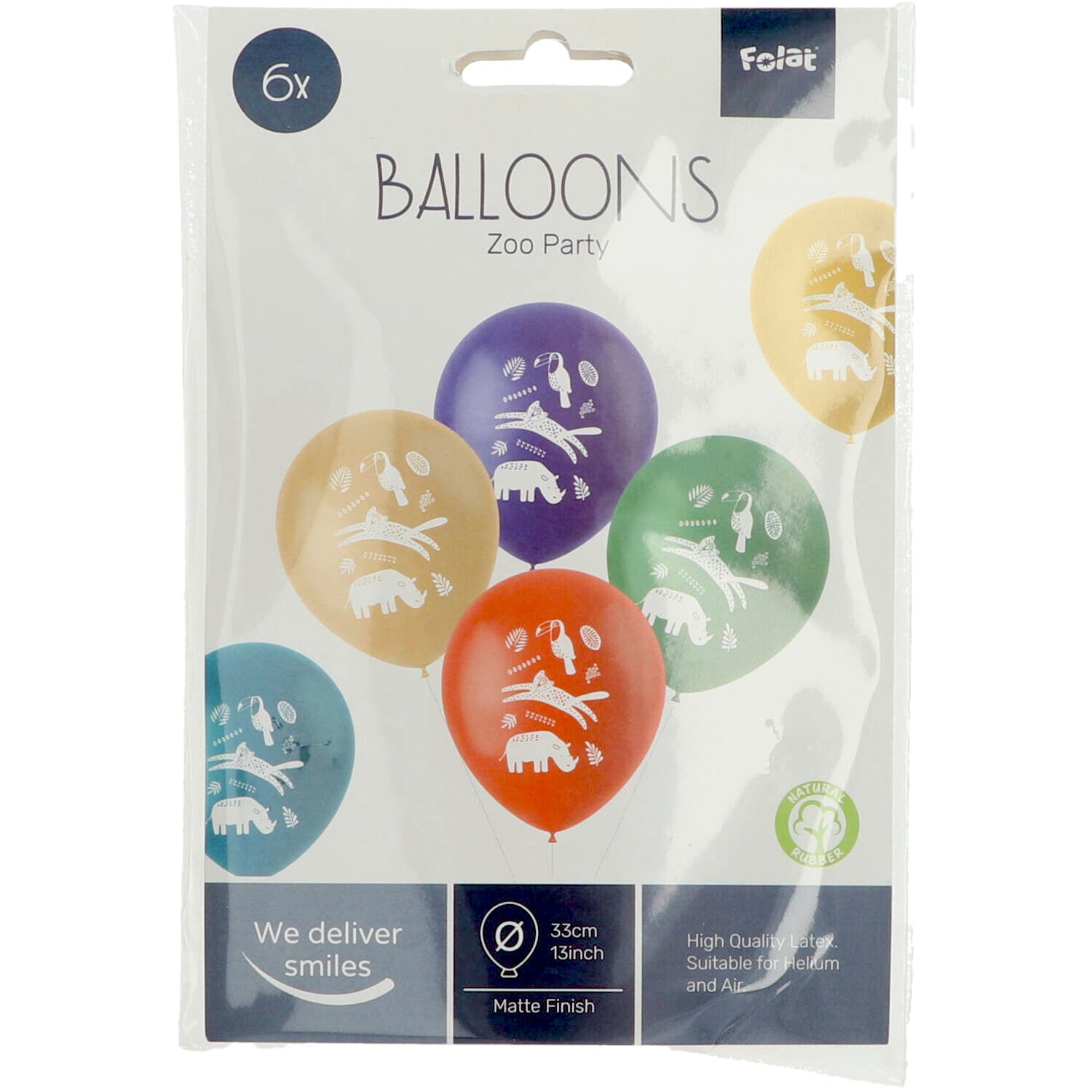 Zoo Party Latex Balloons 33 cm 6 Pack for children’s zoo-themed parties