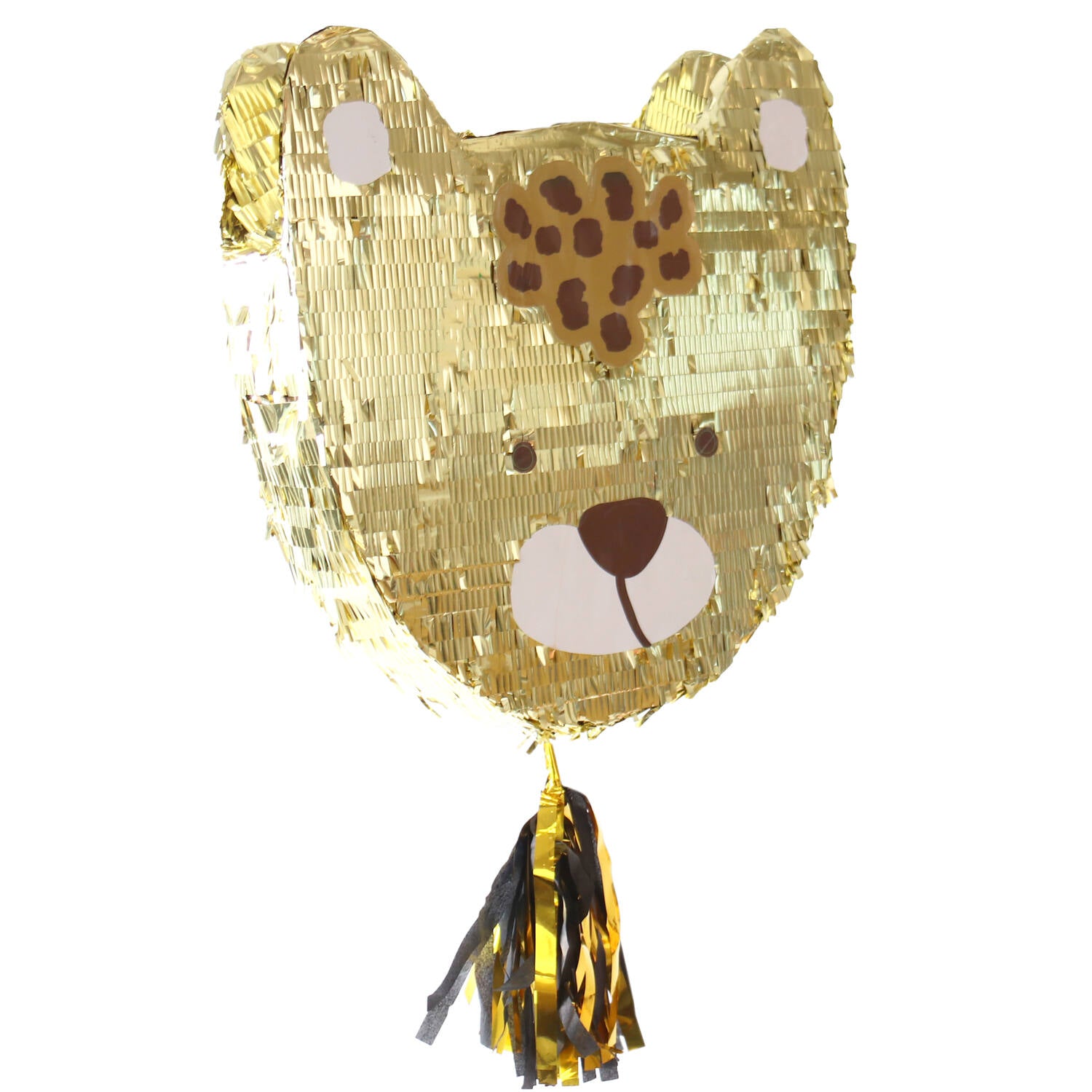 Piñata Leopard Zoo Party 48x50cm front view flat packed with multicoloured sweet leopard design