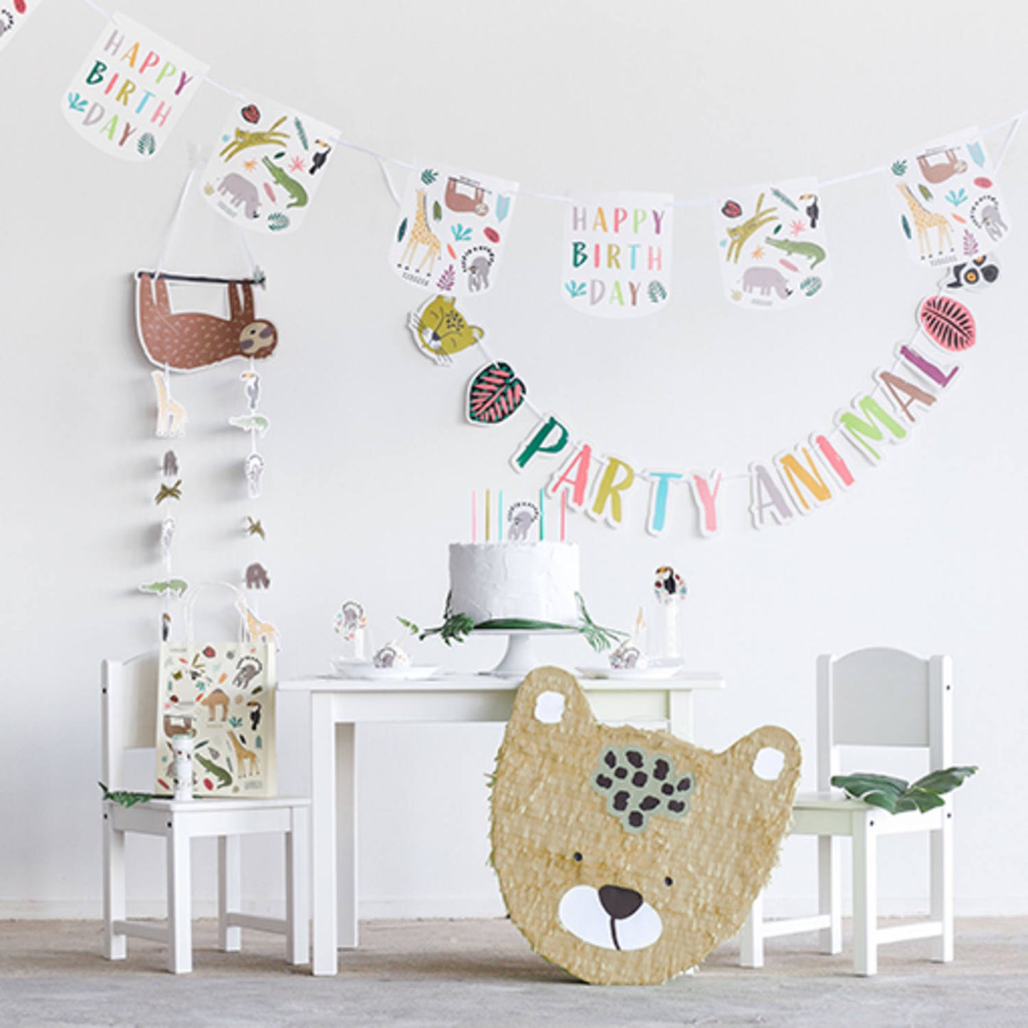 Detailed View of Zoo Party Garland with Animal-Themed Letters