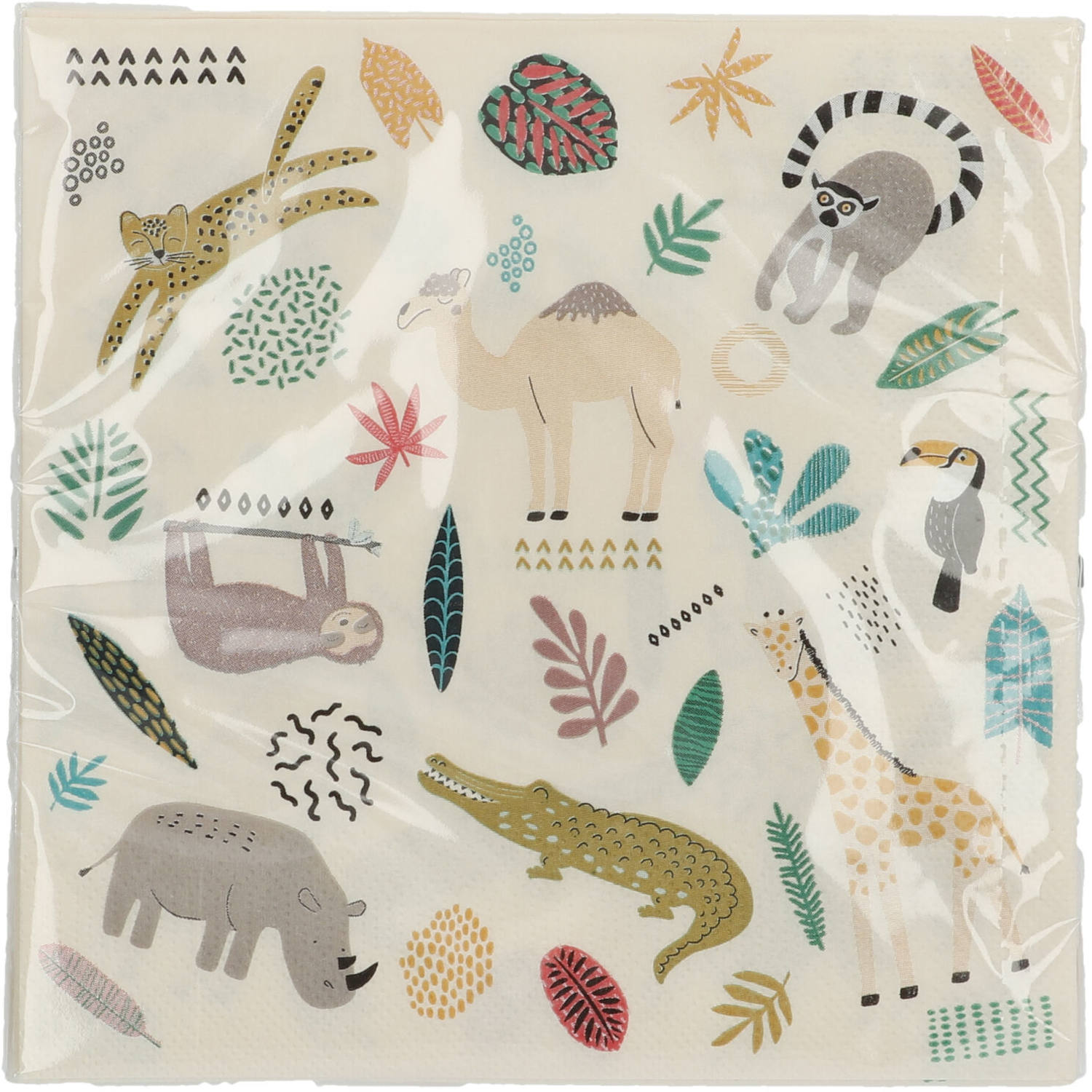 Zoo Party Napkins, 33 x 33 cm, 20 Multicolour Paper Napkins for Kids’ Parties