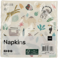 Zoo Party Napkins, 33 x 33 cm, 20 Multicolour Paper Napkins for Kids’ Parties