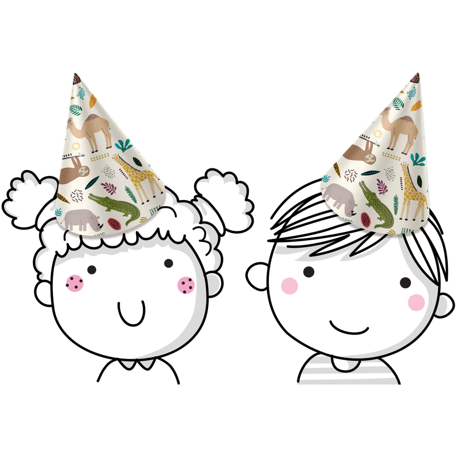 Close-Up of Zoo Party Paper Hat with Animal Design and Elastic Band