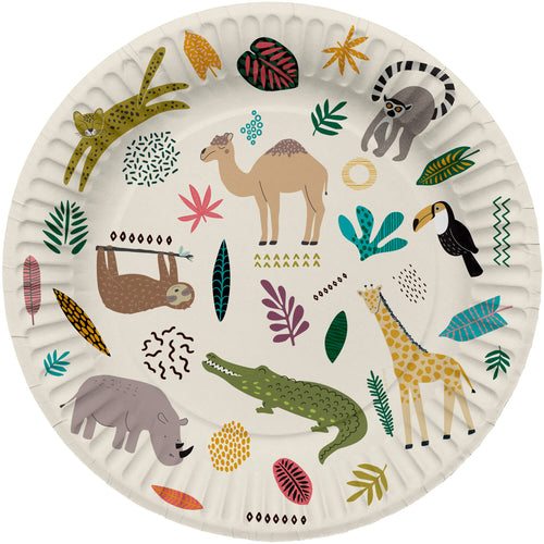 Zoo Party Paper Plates, 23 cm, 8 Multicolour Paper Plates for Kids’ Parties