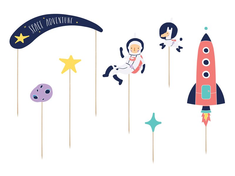 Space Theme Cake Toppers - 7 pieces - Anilas UK