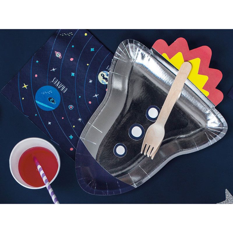 Rocket Shaped Space Party Paper Plates (Pack of 6) - Anilas UK