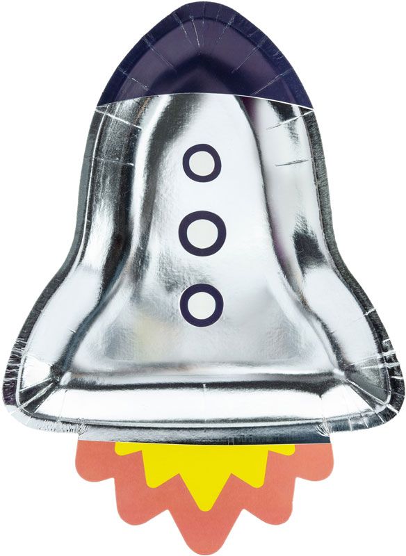 Rocket Shaped Space Party Paper Plates (Pack of 6) - Anilas UK