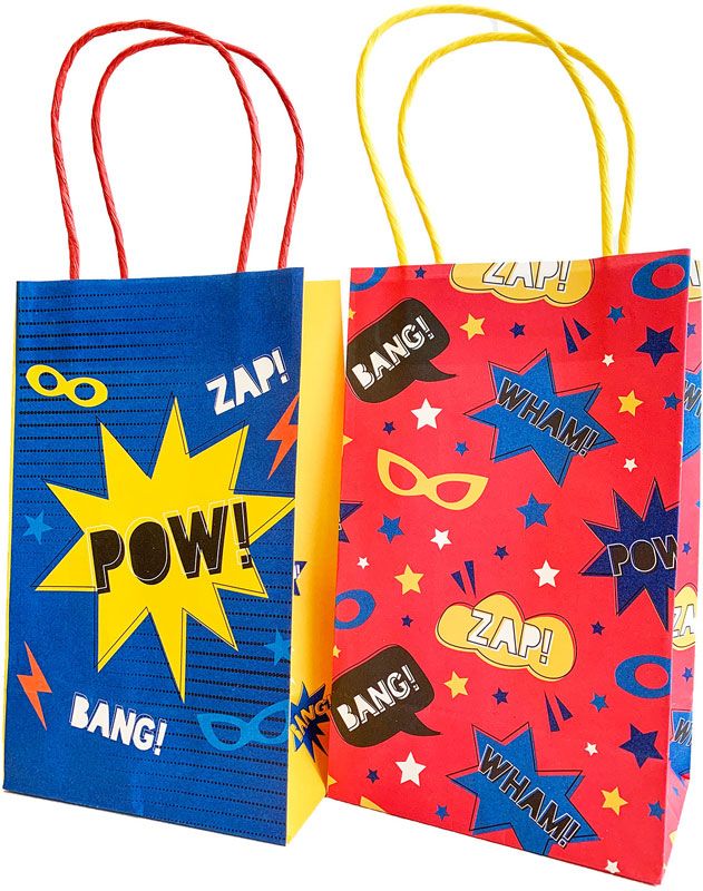 Superhero Kraft Paper Party Bags (Pack of 8) - Anilas UK