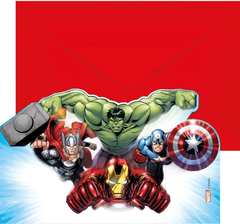 Marvel Avengers Party Invitations (Pack of 6) - Anilas UK