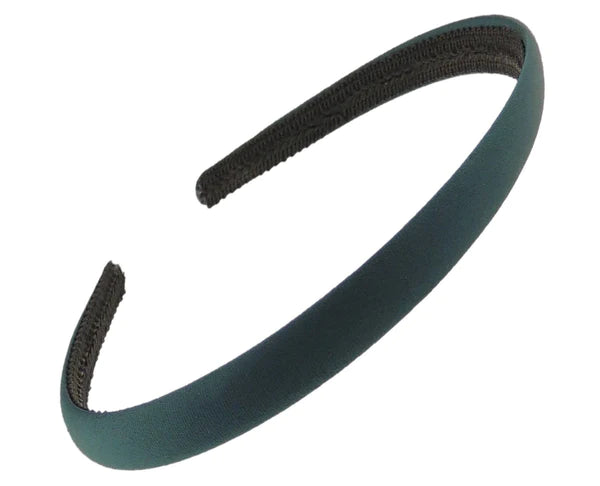 Bottle Green Matt Satin Alice Headband- 1.5cm - Anilas UK