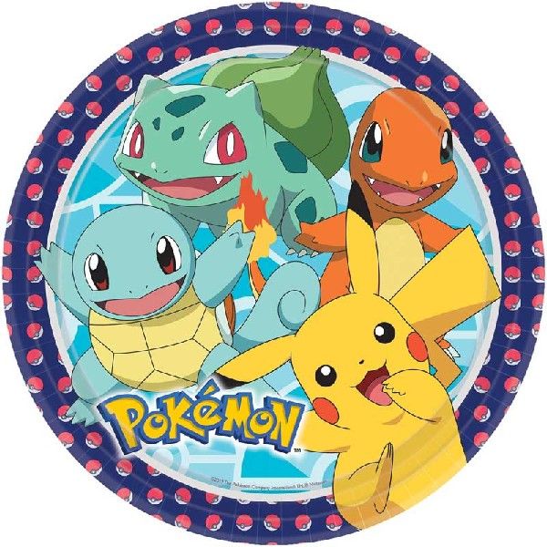 Pokemon Round Paper Plates - 23cm (Pack of 8) - Anilas UK