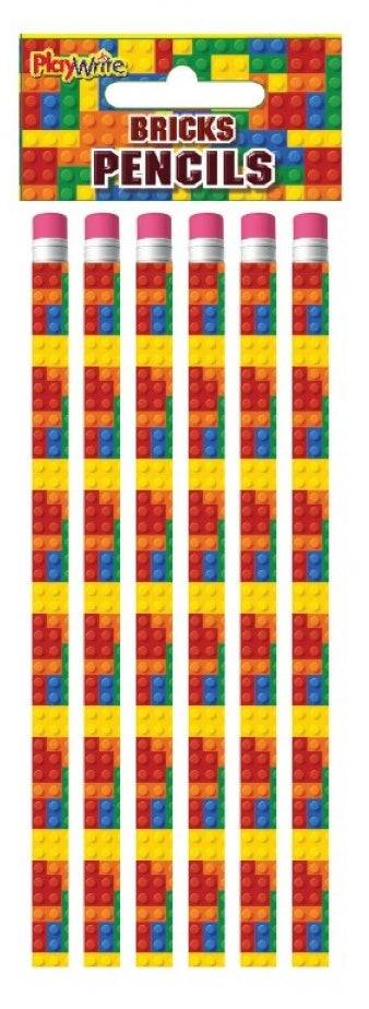 Set of 6 Bricks Pencils with Eraser Top Rubber - Anilas UK