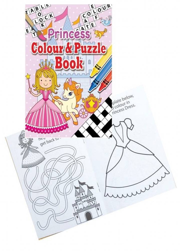 12 Mini Princess Colour & Puzzle Books - Anilas UK