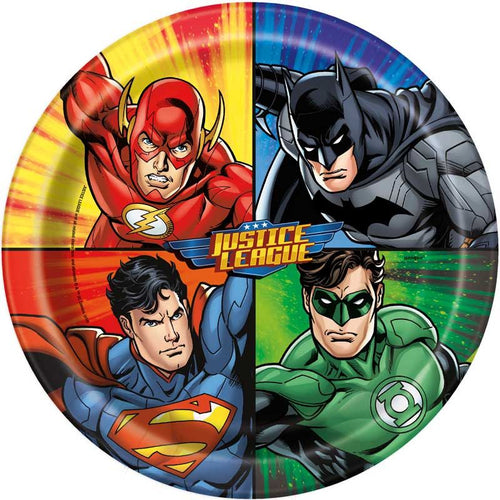 Justice League Round Paper Plates - 21.9cm (Pack of 8) - Anilas UK