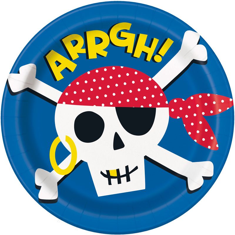 Pirate Round Paper Plates - 21.9cm (Pack of 8) - Anilas UK