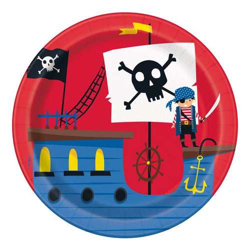 Ahoy Pirate Round Paper Plates - 17.1cm (Pack of 8) - Anilas UK