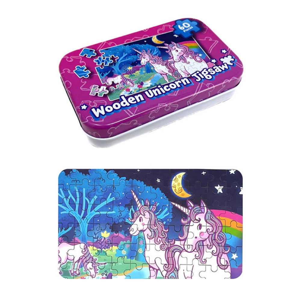 Wooden Unicorn Jigsaw Puzzle in Tin - Anilas UK