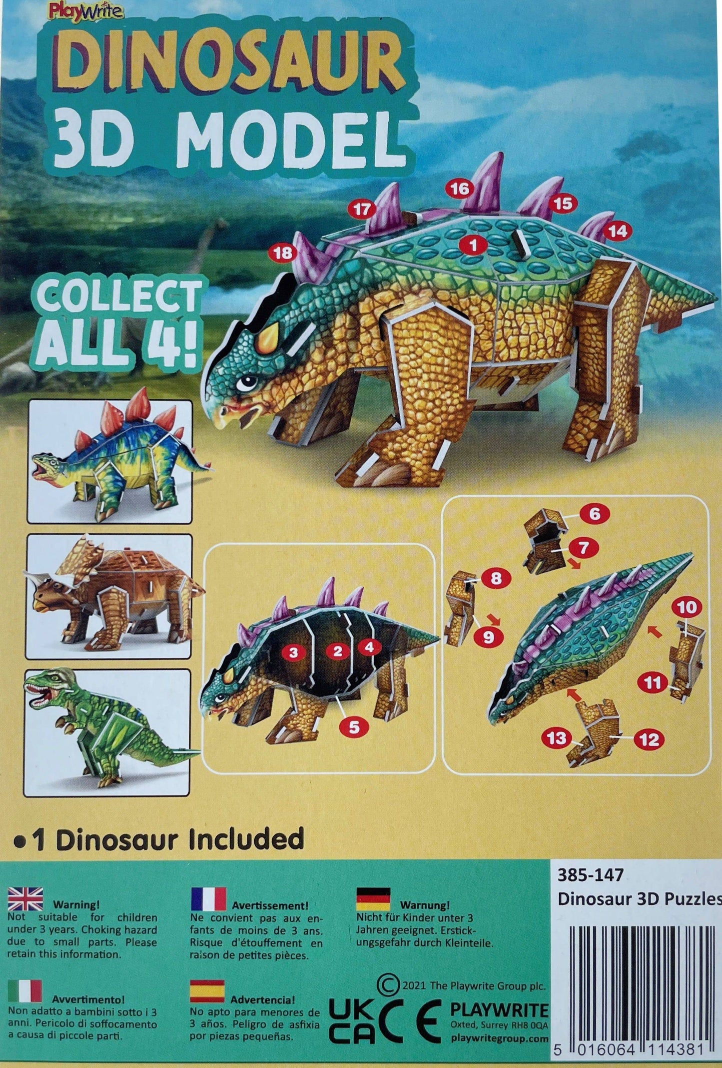 Single Dinosaurs 3D Puzzles - Anilas UK