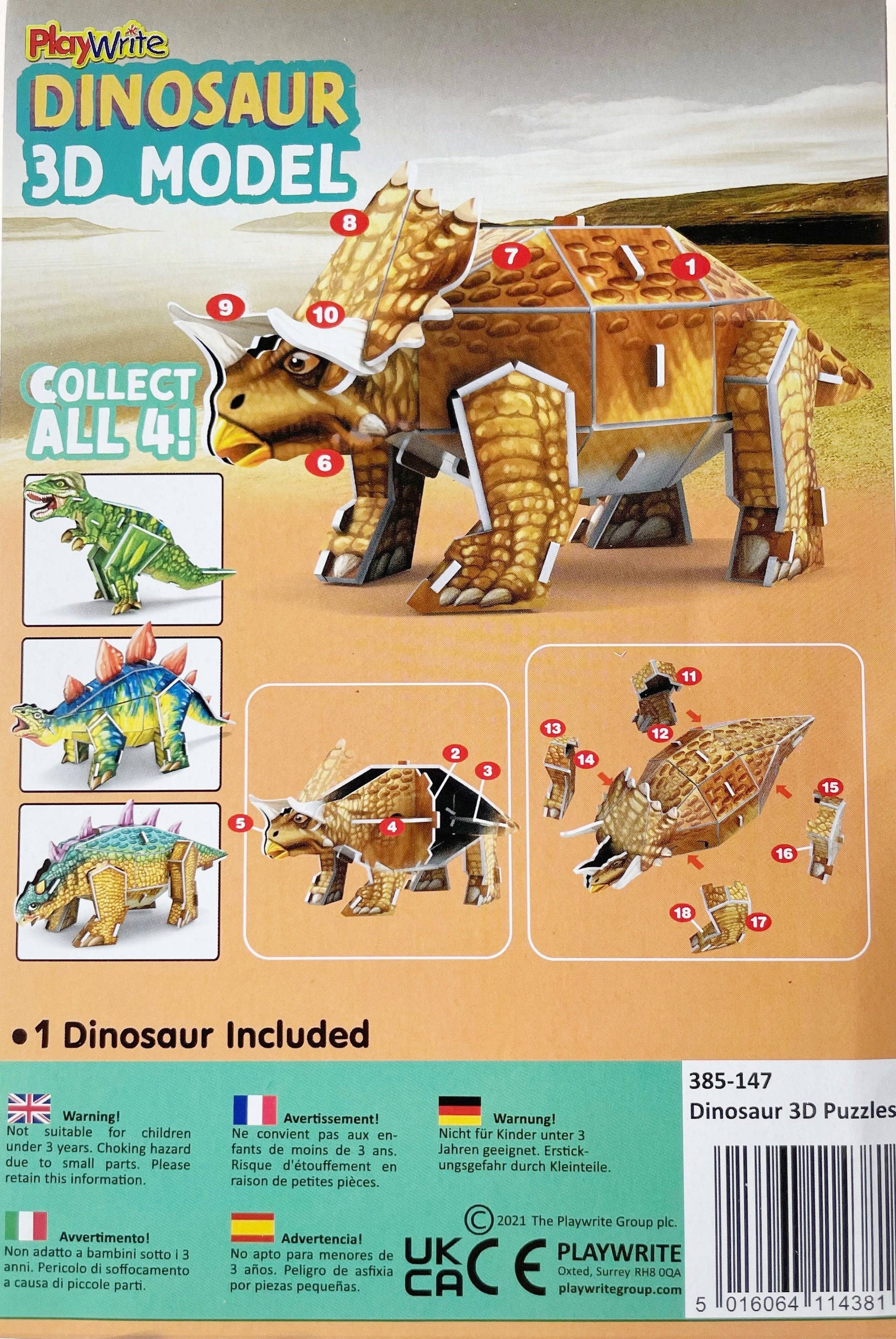 Single Dinosaurs 3D Puzzles - Anilas UK