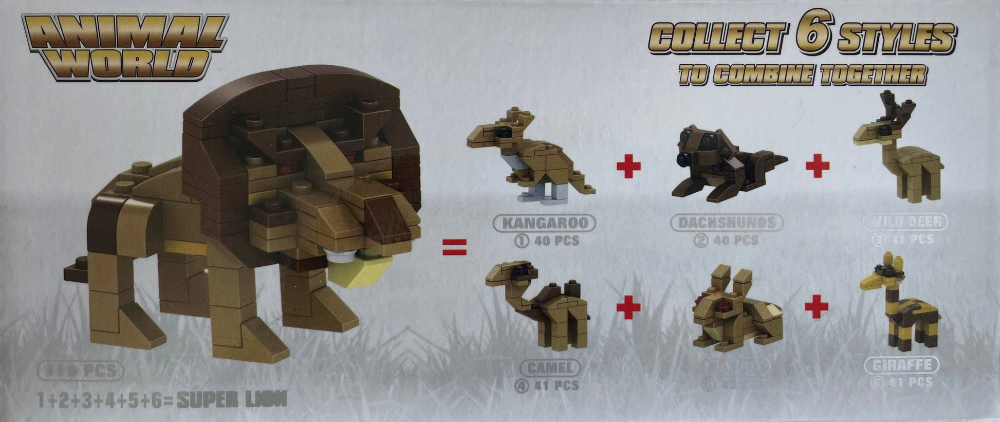 Animals Themed Building Brick Set of 6 - Anilas UK