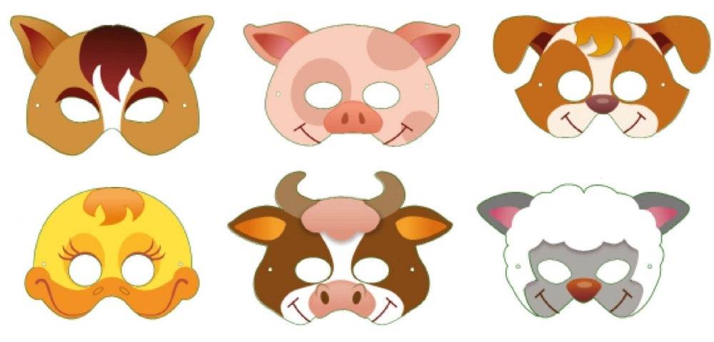 12 Farm Animals Card Masks - Anilas UK