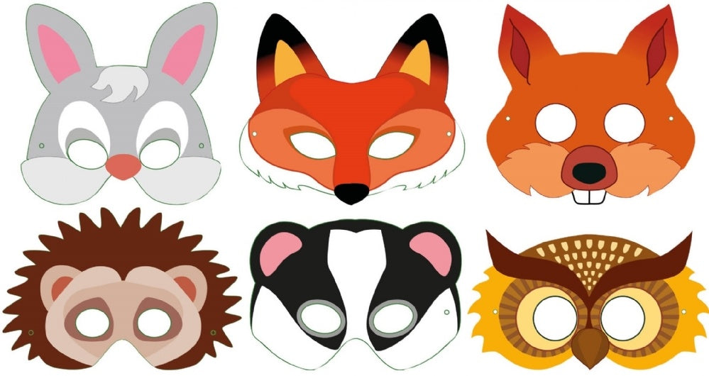 Woodland Animals Card Masks (Pack of 12) - Anilas UK