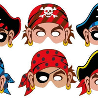 12 Pirate Card Masks - Anilas UK
