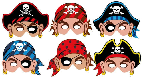 12 Pirate Card Masks - Anilas UK